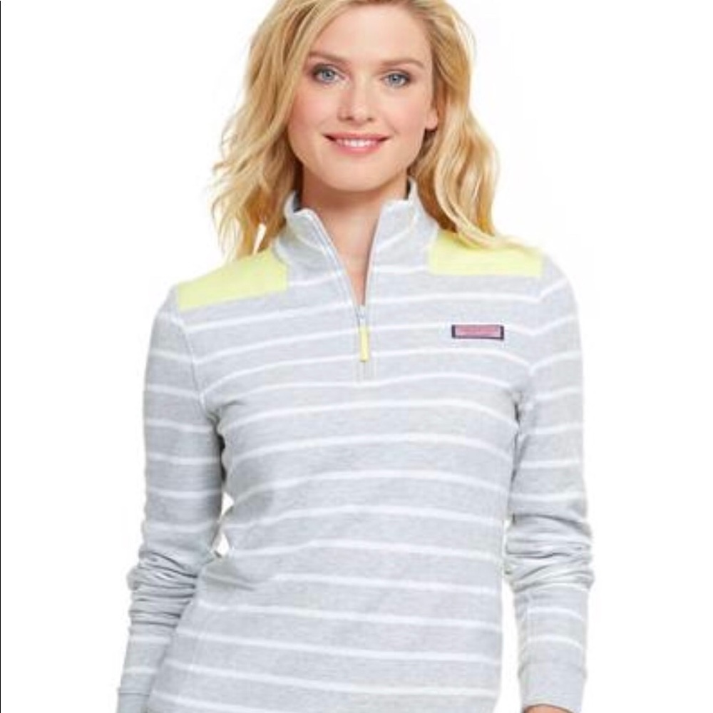Yellow and grey stripe vineyard vines sheep shirt